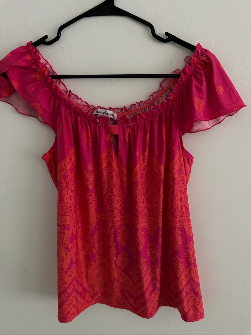 Linea Donatella Fuchsia and Orange Off-Shoulder Camisole